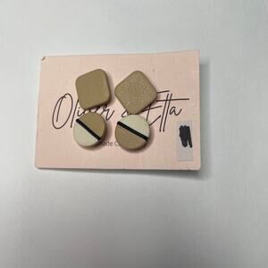 Oliver & Etta pierced earrings post natural TWO pair signed costume jewelry